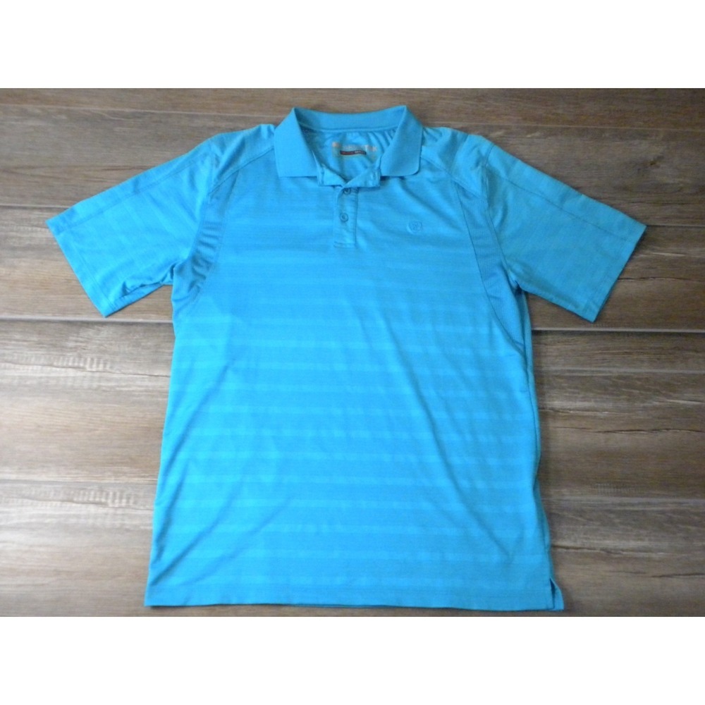Ariat Tek Polo Shirt S Blue Striped Heat Series Wicking UPF 50 Venttek Athletic